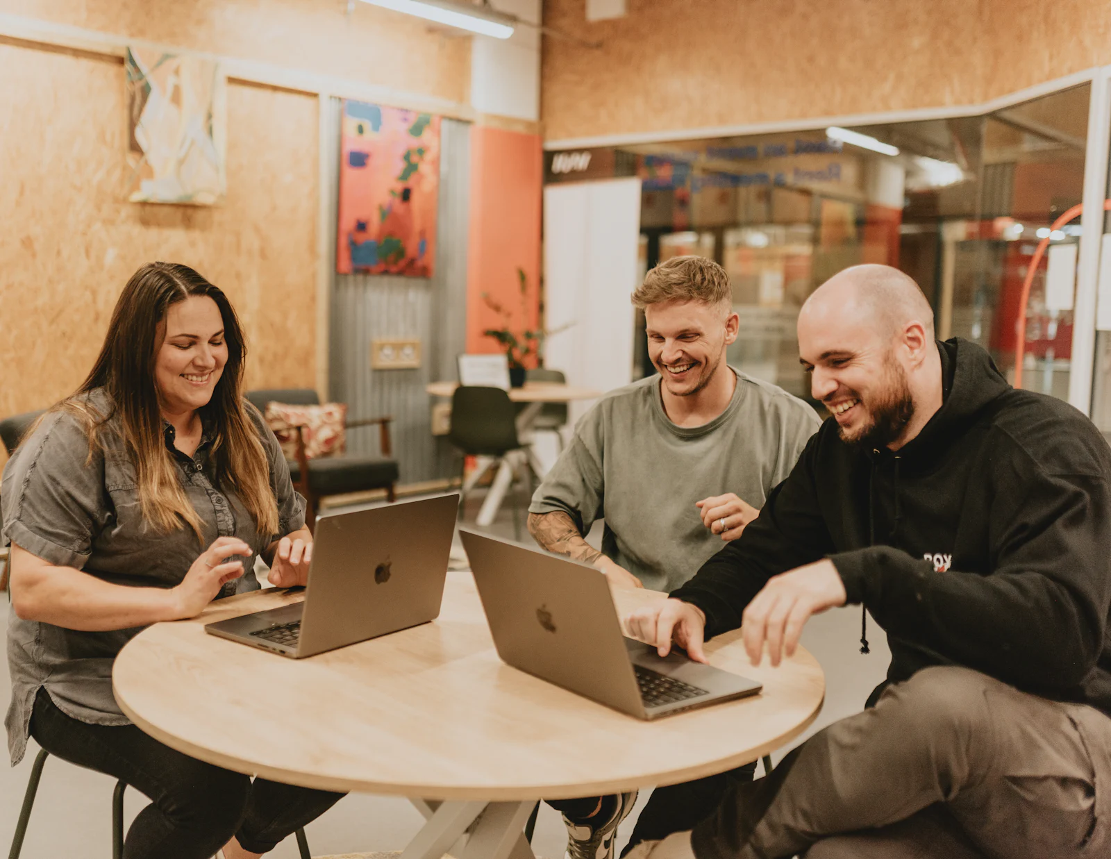 Marketing team reviewing campaign results together