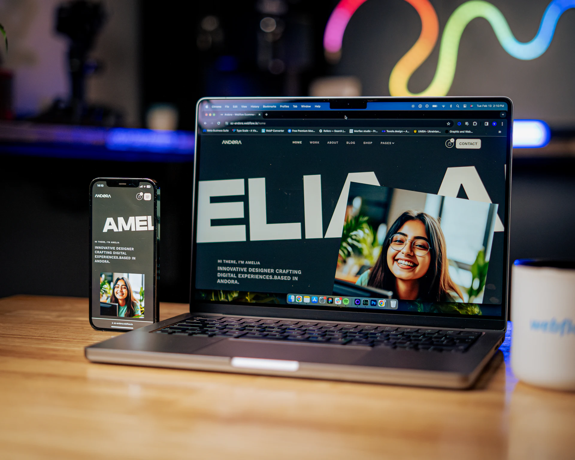 Responsive website design on laptop and mobile phone