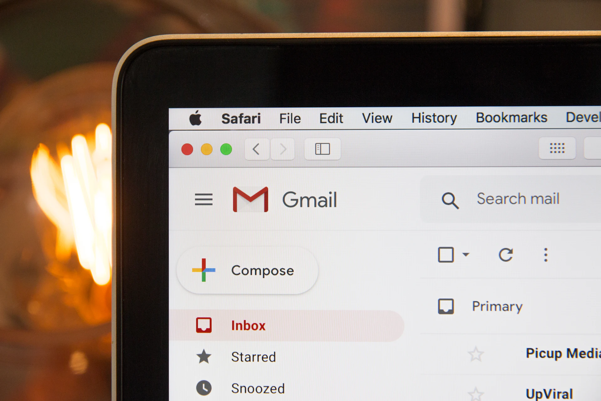 Email marketing campaign inbox on laptop