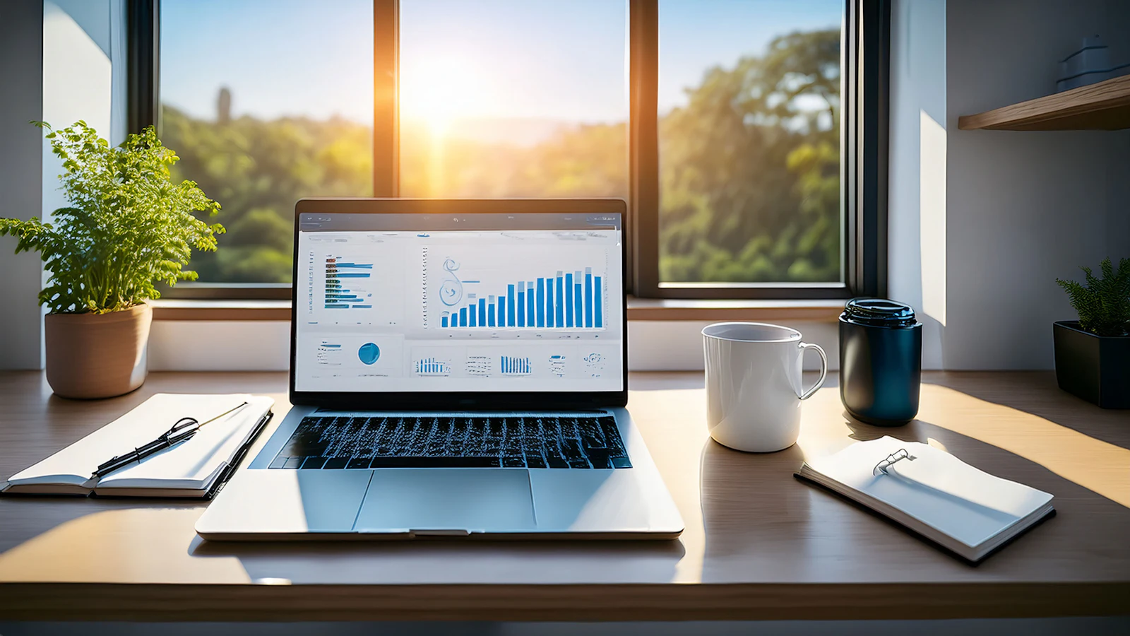 Paid advertising campaign dashboard on a modern laptop for Meta and Google Ads