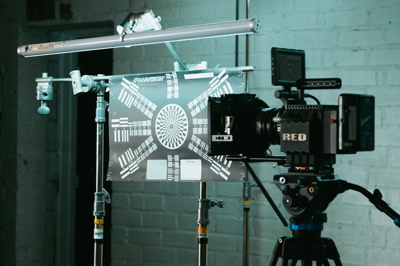 Cinema camera in a film production studio