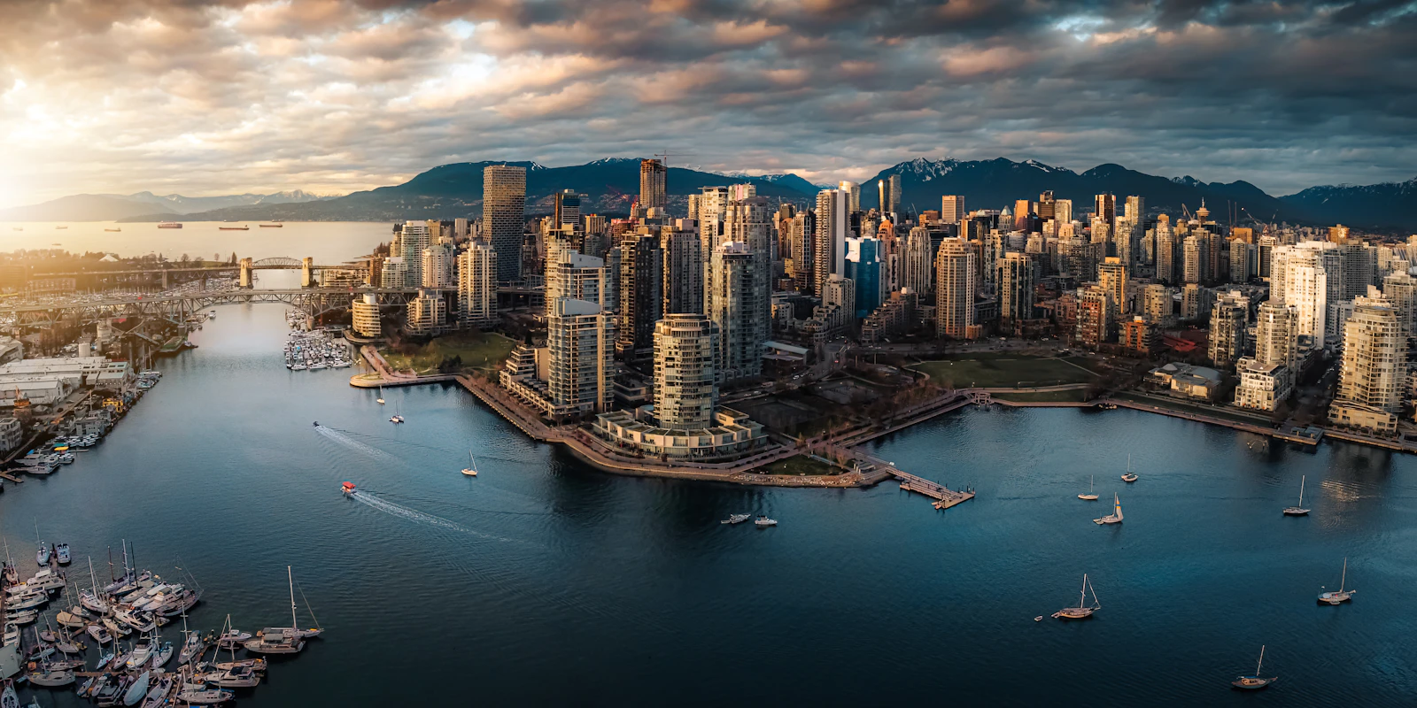 Aerial view of False Creek and downtown Vancouver